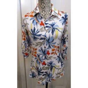 Pure Amici Shirt Floral Button Front Blouse Top NWT Womens Size L